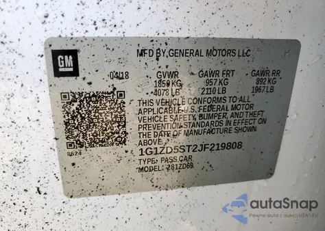 2018 Chevrolet Malibu Lt from USA, damaged, VIN 1G1ZD5ST2JF219808